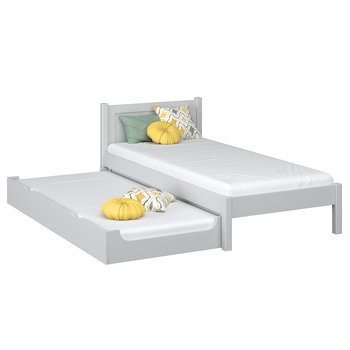 Łóżko pojedyncze z szufladą na materac N02 popielaty 80x200 - N-Wood