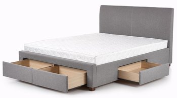 Łóżko popielate, tapicerowane, 180x200, 106x220x184  - Elior