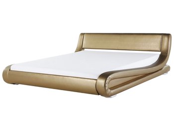Łóżko skórzane, złote Beliani Avignon, 180x200 cm - Beliani
