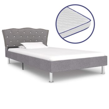 Łóżko szare, tapicerowane, z materacem, 90x200  - vidaXL
