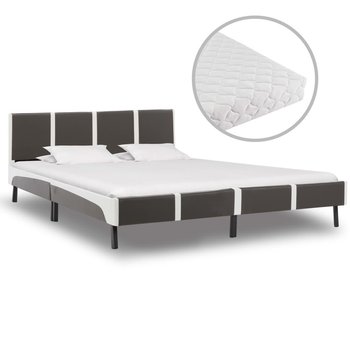 Łóżko szaro-białe, z materacem, 180x200  - vidaXL