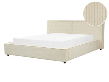 Łóżko sztruksowe 160 x 200 cm beżowe LINARDS - Beliani
