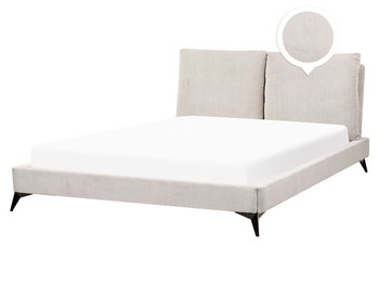 Łóżko sztruksowe 160 x 200 cm jasnobeżowe MELLE - Beliani