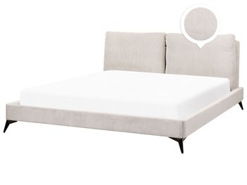 Łóżko sztruksowe 180 x 200 cm jasnobeżowe MELLE - Beliani
