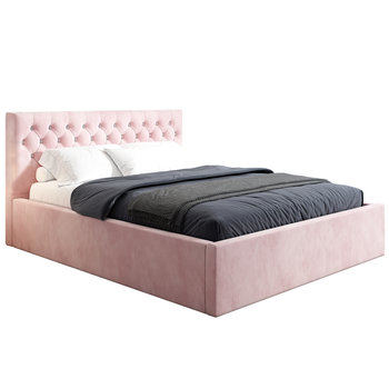 Łóżko tapicerowane 140x200 DOHA, Różowy, Pojemnik - BELVEDO