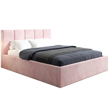 Łóżko tapicerowane 140x200 METZ, Różowy, Pojemnik - BELVEDO