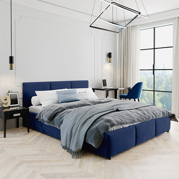 Łóżko tapicerowane 160×200 z pojemnikiem na pościel niebieskie HLR-64 Nela - JANA