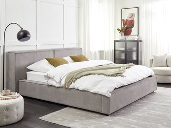 Łóżko tapicerowane 160 x 200 cm szare LINARDS - Beliani
