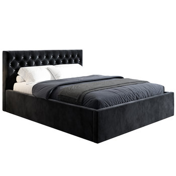 Łóżko tapicerowane 160x200 DOHA, Czarny, Pojemnik - BELVEDO