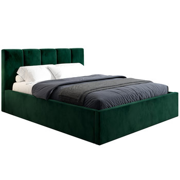 Łóżko tapicerowane 160x200 METZ, Zielony, Pojemnik - BELVEDO