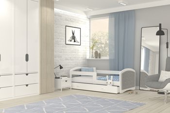 Łóżko tapicerowane 180x80 szuflada + materac MEGI - Spokojnesny
