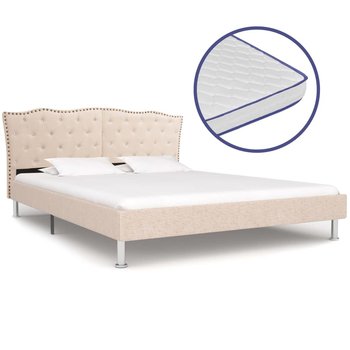 Łóżko tapicerowane beżowe VidaXL, z materacem, 160x200 cm - vidaXL