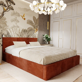 Łóżko tapicerowane do sypialni 160cm x 200cm łóżko podwójne z pojemnikiem miodowe - Muralo