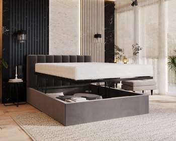 Łóżko tapicerowane JUSTIN pojemnik stelaż podnoszony 120x200 TRINITY Czarny - FDM