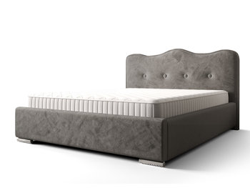 Łóżko Tapicerowane Podwójne 160x200 + Pikowane Profilowane Wezgłowie Z Guzikami + Pojemnik + Stelaż Drewniany Unoszony - Palermo Szary / Meble Sypialnia - KM Meble