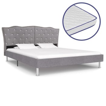 Łóżko tapicerowane szare VidaXL, z materacem, 160x200 cm - vidaXL