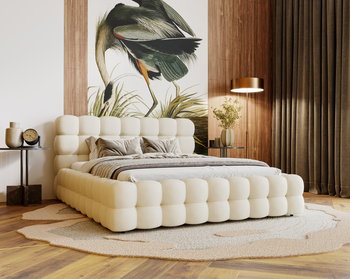 Łóżko tapicerowane z pojemnikiem 180x200 dwuosobowe Parlas Bis - Beżowe (Amor Velvet 4323) - Emporius