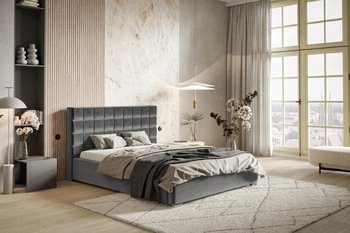 Łóżko tapicerowane ze stelażem i pojemnikiem LONDON PREMIUM 160x200 - Home Design