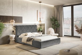 Łóżko tapicerowane ze stelażem i pojemnikiem MILANO PREMIUM 140x200 - Home Design