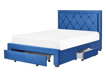 Łóżko welurowe 140 x 200 cm niebieskie LIEVIN - Beliani