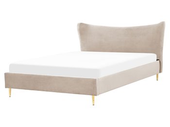 Łóżko welurowe 160 x 200 cm beżowoszare CHALEIX - Beliani