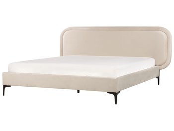 Łóżko welurowe 160 x 200 cm jasnobeżowe SUZETTE - Beliani
