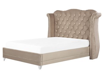 Łóżko welurowe 160 x 200 cm szarobeżowe AYETTE - Beliani