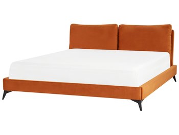 Łóżko welurowe 180 x 200 cm pomarańczowe MELLE - Beliani