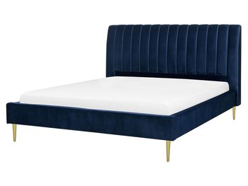 Łóżko welurowe, niebieskie, Beliani Marville, 160x200 cm - Beliani