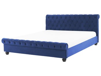 Łóżko wodne welurowe 180 x 200 cm niebieskie AVALLON - Beliani