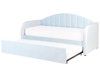 Łóżko wysuwane welurowe 90 x 200 cm niebieskie EYBURIE - Beliani