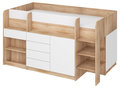 Łóżko z biurkiem, antresola, dąb sonoma biały, Smile, Prawe - BIM Furniture