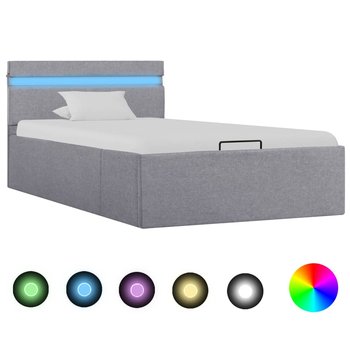 Łóżko z podnoszonym materacem 90x200, szary, LED, - Zakito