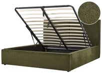 Łóżko Z Pojemnikiem Boucle 160 X 200 Cm Ciemnozielone Moissac