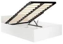 Łóżko z pojemnikiem i stelażem podnoszonym 100x200 cm do sypialni - Białe