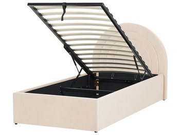 Łóżko z pojemnikiem welurowe 90 x 200 cm beżowe ANET - Beliani