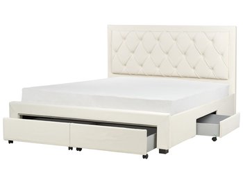 Łóżko z szufladami welurowe 180 x 200 cm kremowe LIEVIN - Beliani