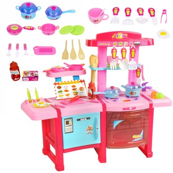 Lt02 Kuchnia Dla Dzieci Różowa Od Landtoys Światła Dźwięki Naczynia I Woda - Lean Toys