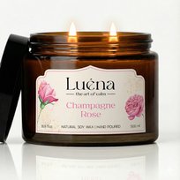 Luéna - Champagne Rose | Świeca Zapachowa Sojowa Premium 500ml | Wykonana Ręcznie | 100h Palenia | Idealny Prezent