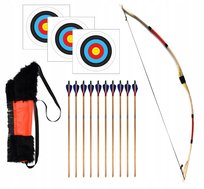 ŁUK DREWNIANY 115cm KOŁCZAN 10 STRZAŁ TARCZE ZESTAW ŁUCZNICZY CZERWONY Inna marka