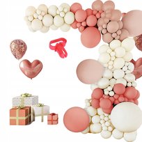 ŁUK ŚCIANKA BALONY RÓŻOWA BIAŁA WESELE ŚLUB BRAMA KARNAWAŁ DEKORACJA 97XL