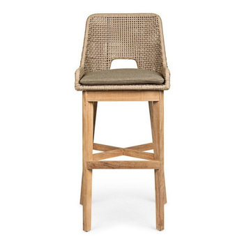 Luksusowe Krzesło Barowe Hoker Hestonia Szare Z Drewna Tekowego Teak Homms - homms