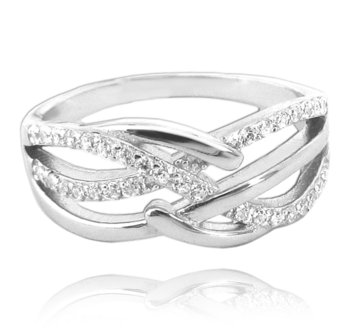 Luksusowy pierścien srebrny z białymi cyrkoniami wielkość 17 - Inna marka