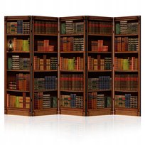 LUMASOUL Parawan jednostronny 5 częściowy (225x172 cm) - Motyw Biblioteki Retro