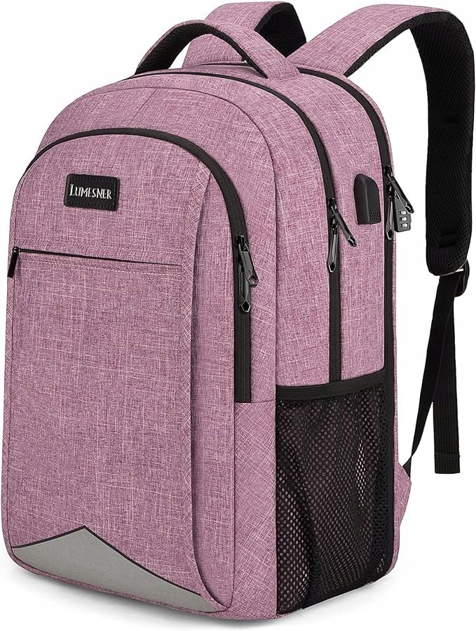 Фото - Сумка для ноутбука Lumesner różowy podróżny plecak na laptopa z portem ładowania USB; 15,6'