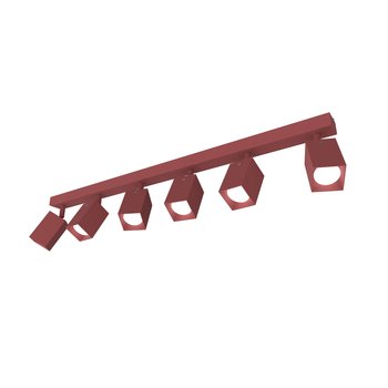 LUMICOM | BRINCK Plafoniera XL, 6X GU10, max 33W, metallo, rosso lucido, L.6cm - LUMICOM