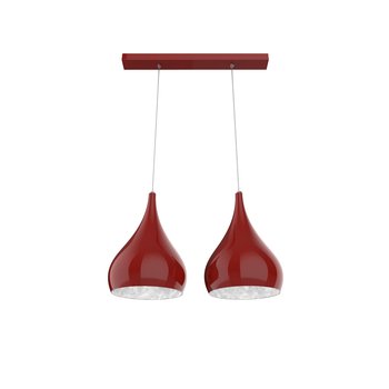 LUMICOM | CALICE LINEARE Sospensione, 2x E27, max 42W, metallo, rosso lucido/bianco, Ø 25cm - LUMICOM