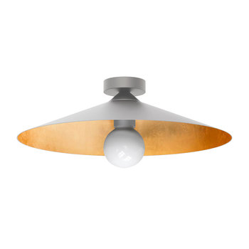 LUMICOM | CHAPEAU Plafoniera, 1XE27, max 42W, metallo, bianco opaco/foglia oro, D40cm - LUMICOM