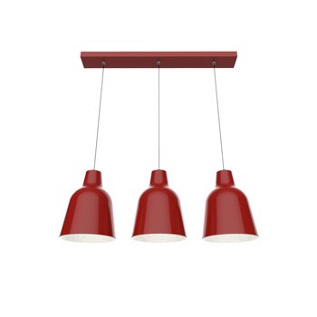 LUMICOM | DONG BINARIO Sospensione, 3X E27, max 42W, metallo, rosso lucido/bianco, L.70cm - LUMICOM