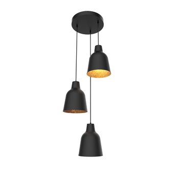 LUMICOM | DONG Sospensione a composizione, 3X E27, max 42W, metallo, nero opaco/foglia oro, D.35cm - LUMICOM